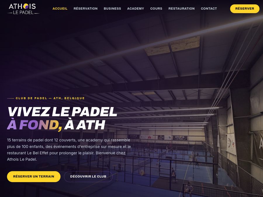 Le site Athois Le Padel, créé avec allo Christian
